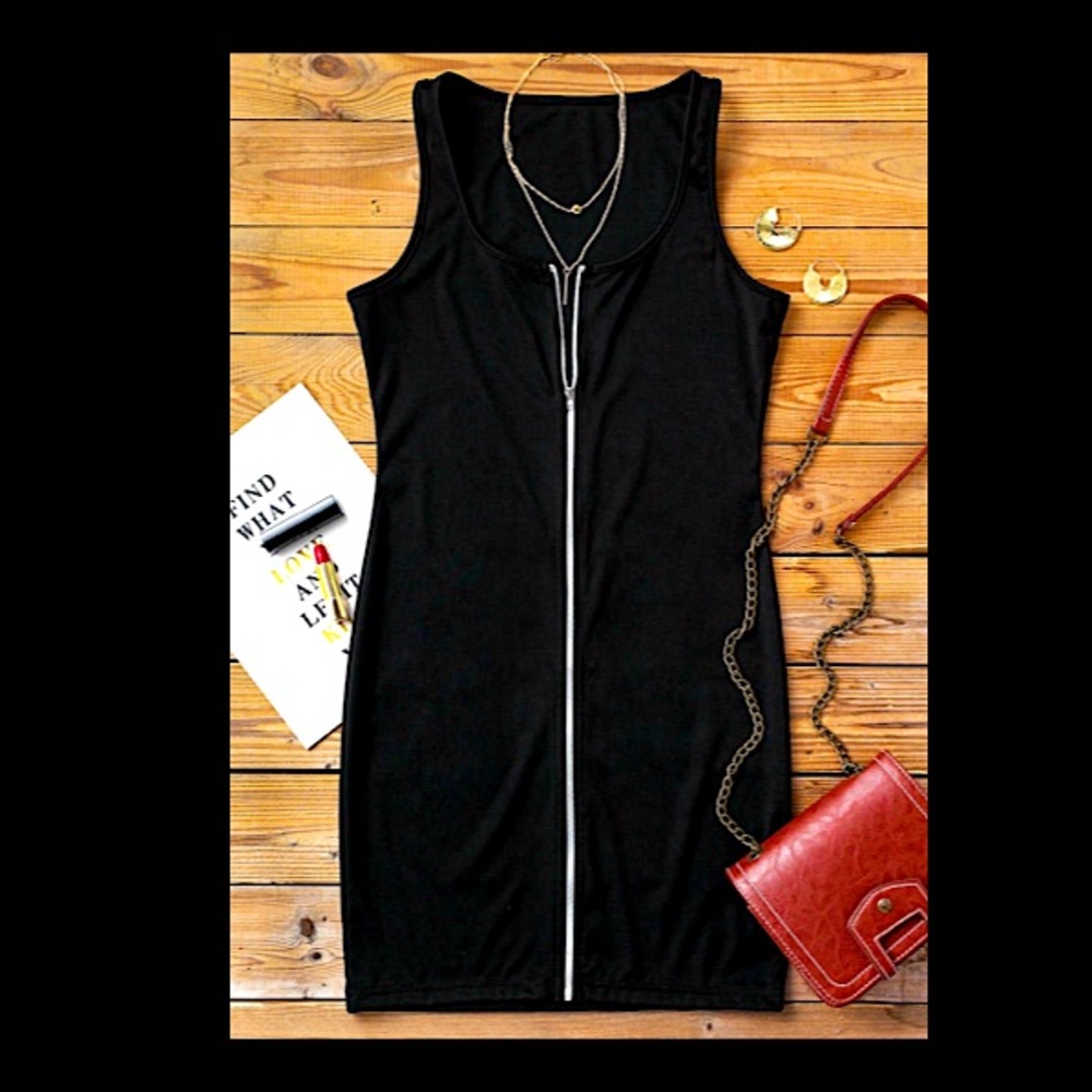 New! ZANZEA BLACK FULL ZIP FRONT RACER BACK